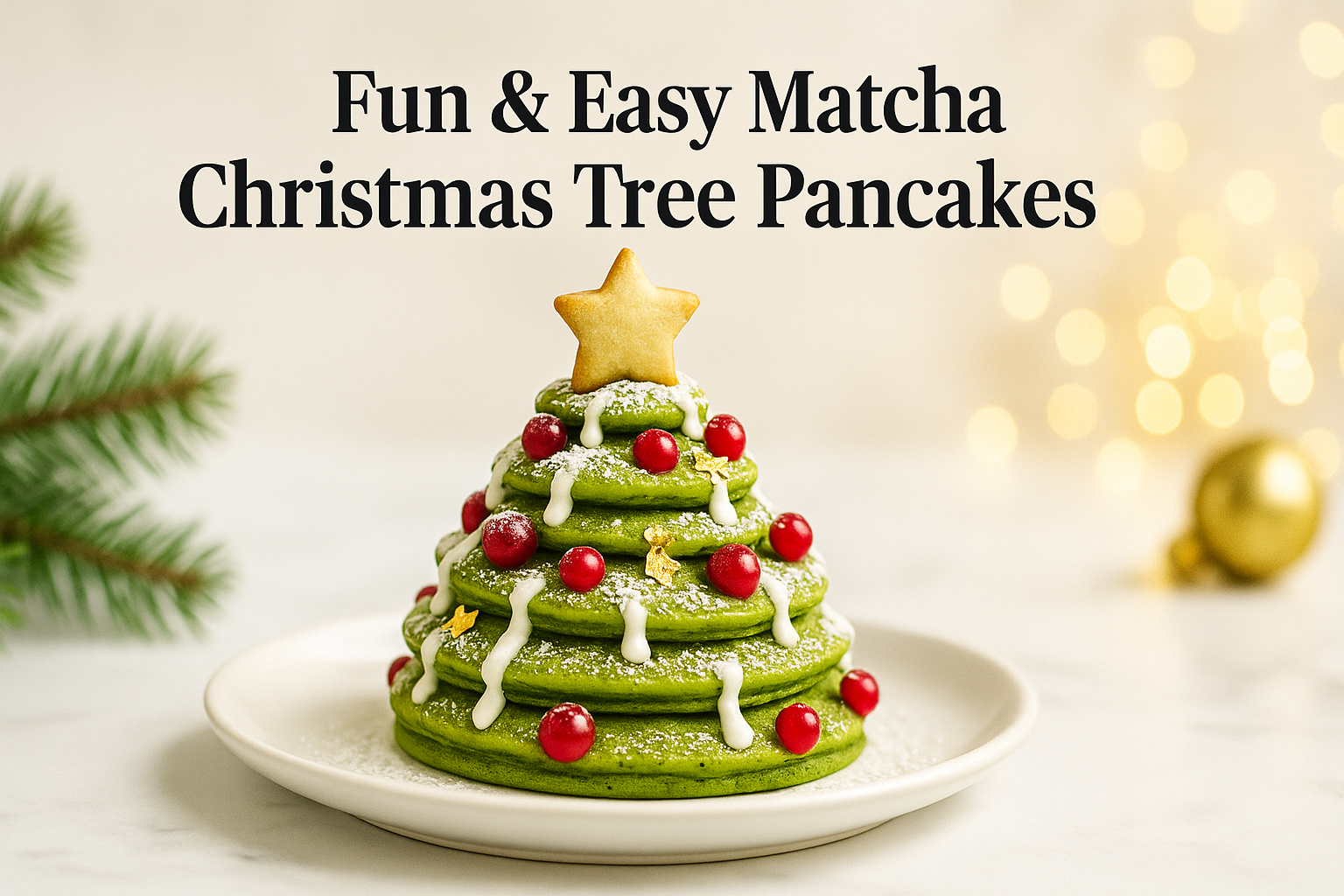 Fun & Easy Matcha Christmas Tree Pancakes (Decaf Recipe)