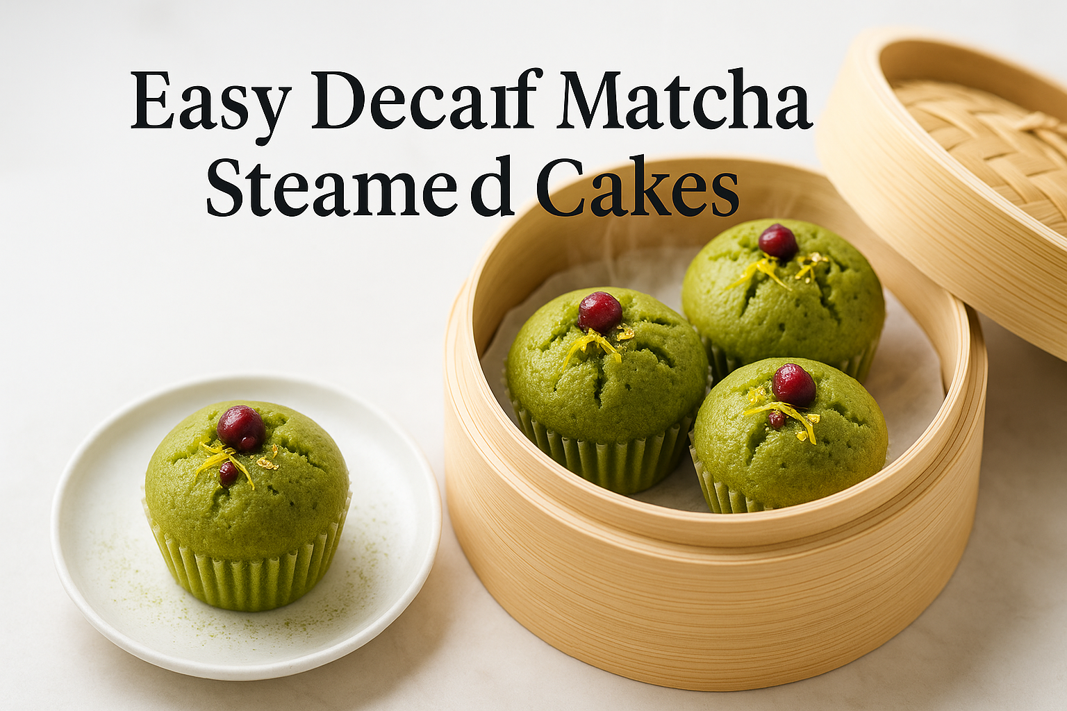 Easy Decaf Matcha Steamed Cakes (with Pancake Mix)